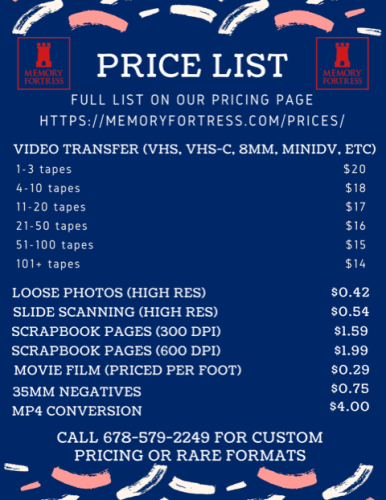 Memory Fortress Price List
